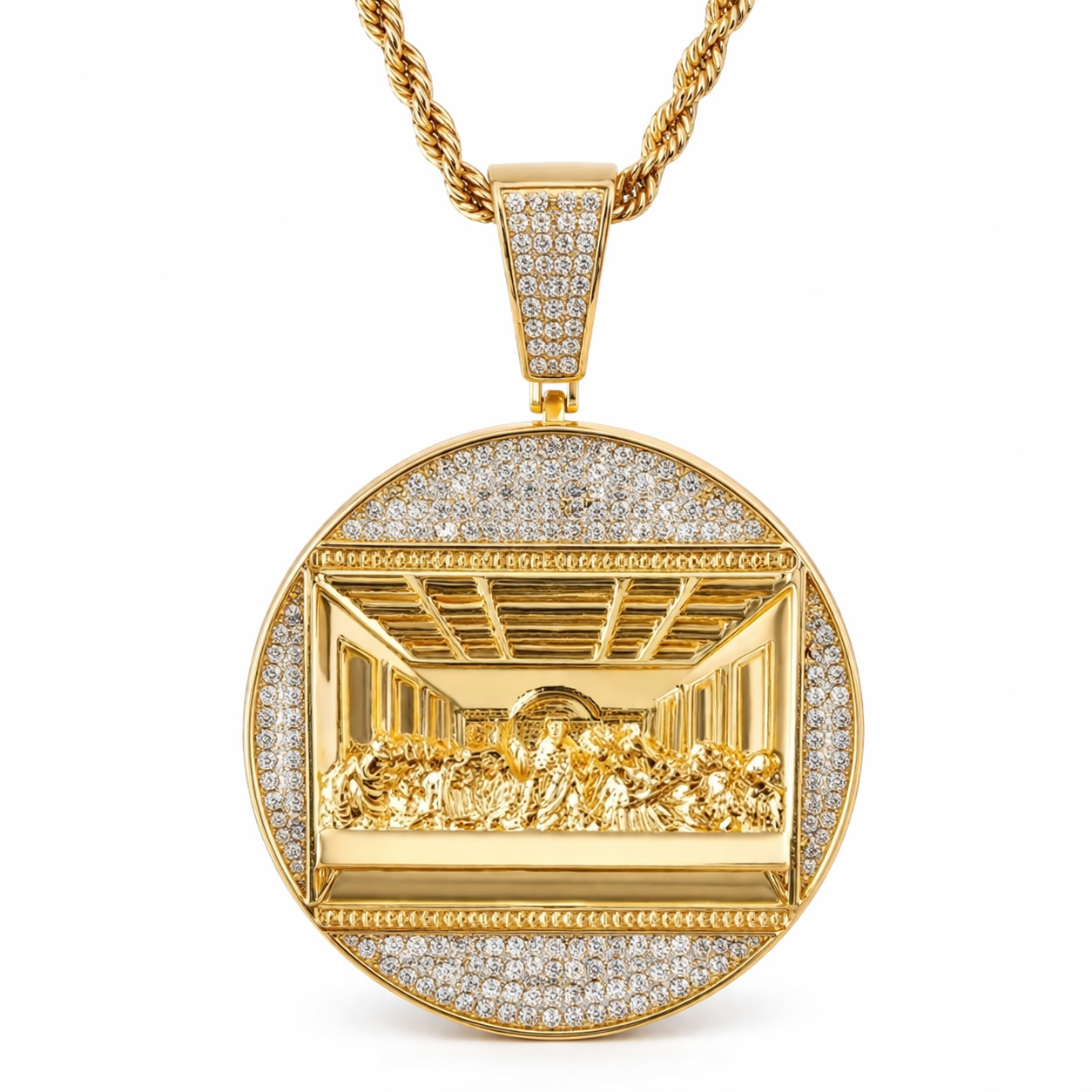 Golden Last Supper Pendant – Luxury Stainless Steel Chain